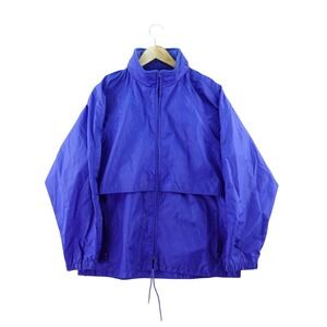 Vintage Eddie Bauer Women's Large Nylon Blue Packable Windbreaker Jacket Hooded